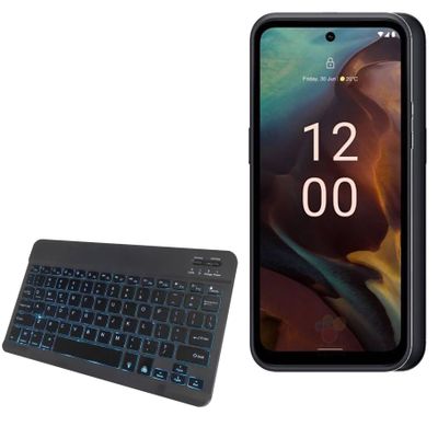 BoxWave Keyboard Compatible with Nokia XR21 - SlimKeys Bluetooth Keyboard - with Backlight, Portable Slim LED 7 Colors - Jet Black