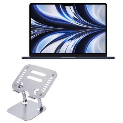 BoxWave Stand and Mount Compatible with Apple MacBook Air (15-inch M2 2023) - Executive VersaView Stand, Ergonomic Adjustable Viewing Angle Metallic Riser - Metallic Silver