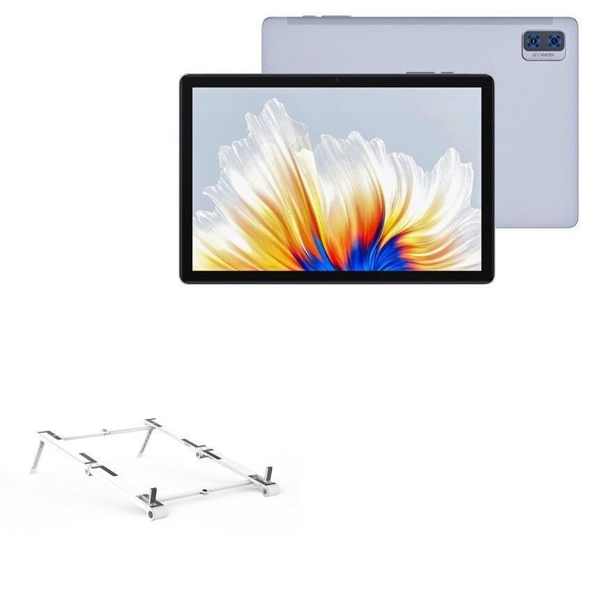 BoxWave Stand and Mount Compatible with Cubot tab 30 - Pocket Aluminum Stand 3-in-1, Portable Multi Angle Viewing Riser - Metallic Silver