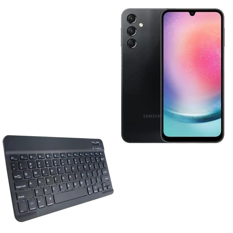 BoxWave Keyboard Compatible with Samsung Galaxy A24 4G - SlimKeys Bluetooth Keyboard, Portable Thin with Chiclet-Style Keys - Jet Black
