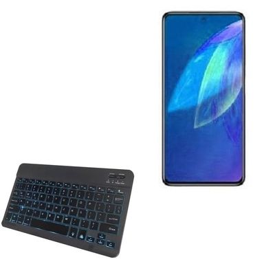 BoxWave Keyboard Compatible with HTC U23 Pro - SlimKeys Bluetooth Keyboard - with Backlight, Portable Slim LED 7 Colors - Jet Black
