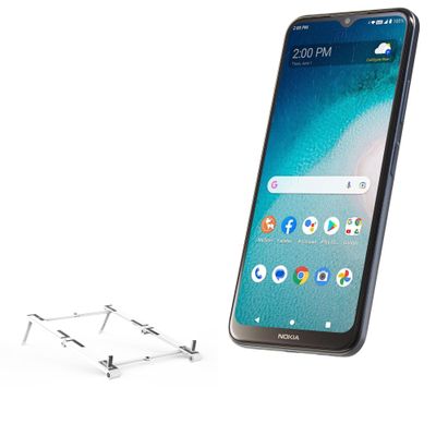 BoxWave Stand and Mount Compatible with Nokia C300 - Pocket Aluminum Stand 3-in-1, Portable Multi Angle Viewing Riser - Metallic Silver