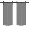 48 in. x 80 in. Light Gray Smooth Flush Hardboard Hollow Core Composite Double Bi-Fold Barn Door with Sliding Hardware Kit view 1