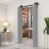 48 in. x 80 in. Light Gray Smooth Flush Hardboard Hollow Core Composite Double Bi-Fold Barn Door with Sliding Hardware Kit view 2