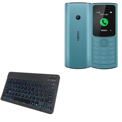 BoxWave Keyboard Compatible with Nokia 110 4G (2023) - SlimKeys Bluetooth Keyboard - with Backlight, Portable Slim LED 7 Colors - Jet Black