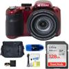 Kodak PIXPRO AZ425 Digital Camera Bundle, Includes: SanDisk 128GB SDXC Memory Card, Small Camera Bag, SD Card Reader and More (6 Items) (Red) view 1