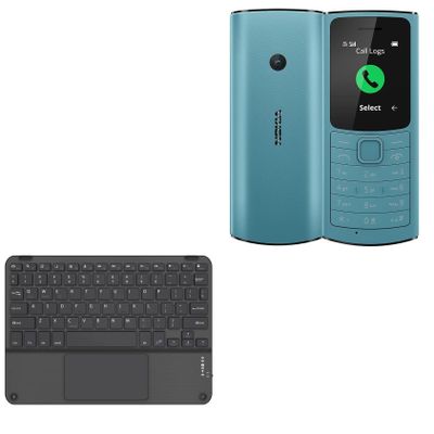 BoxWave Keyboard Compatible with Nokia 110 4G (2023) - SlimKeys Bluetooth Keyboard with Trackpad, Portable Slim TouchPad - Jet Black