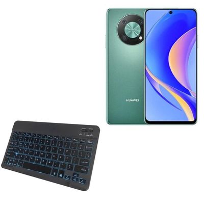 BoxWave Keyboard Compatible with Huawei nova Y90 - SlimKeys Bluetooth Keyboard - with Backlight, Portable Slim LED 7 Colors - Jet Black