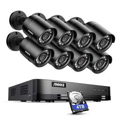 ANNKE H.265+ Security Camera System, 16CH 5-in-1 HD DVR Video Recorder, 4TB Hard Drive, 8pcs 1080P Outdoor Home Surveillance Camera, CCTV Kits for Easy Remote Monitoring, Smart Home/Business/Warehouse