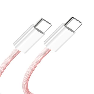NFHK USB-C Type C Male to Male PD 27W 65W Power 480Mbps Data Cable Pink Sleeve for Phone & Tablet & Laptop
