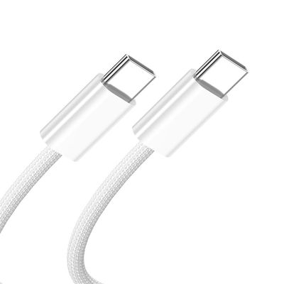 NFHK USB-C Type C Male to Male PD 27W 65W Power 480Mbps Data Cable White Sleeve for Phone & Tablet & Laptop 200CM