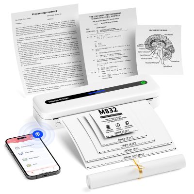PhoFuta Portable Printer,Wireless Printers for Home Use, Office, School, Bluetooth Inkless Printer Support 8.5'' x 11'' US Letter, Thermal Printer Compatible with Tablet, Phone & PC, White