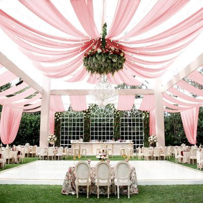 6 Panels Dusty Rose Ceiling Drapes for Wedding Ceiling Drapes 5ftx20ft Wedding Arch Draping Fabric Sheer Curtains Chiffon Drapery Draping Wedding Ceiling Decorations for Party Ceremony Stage Swag