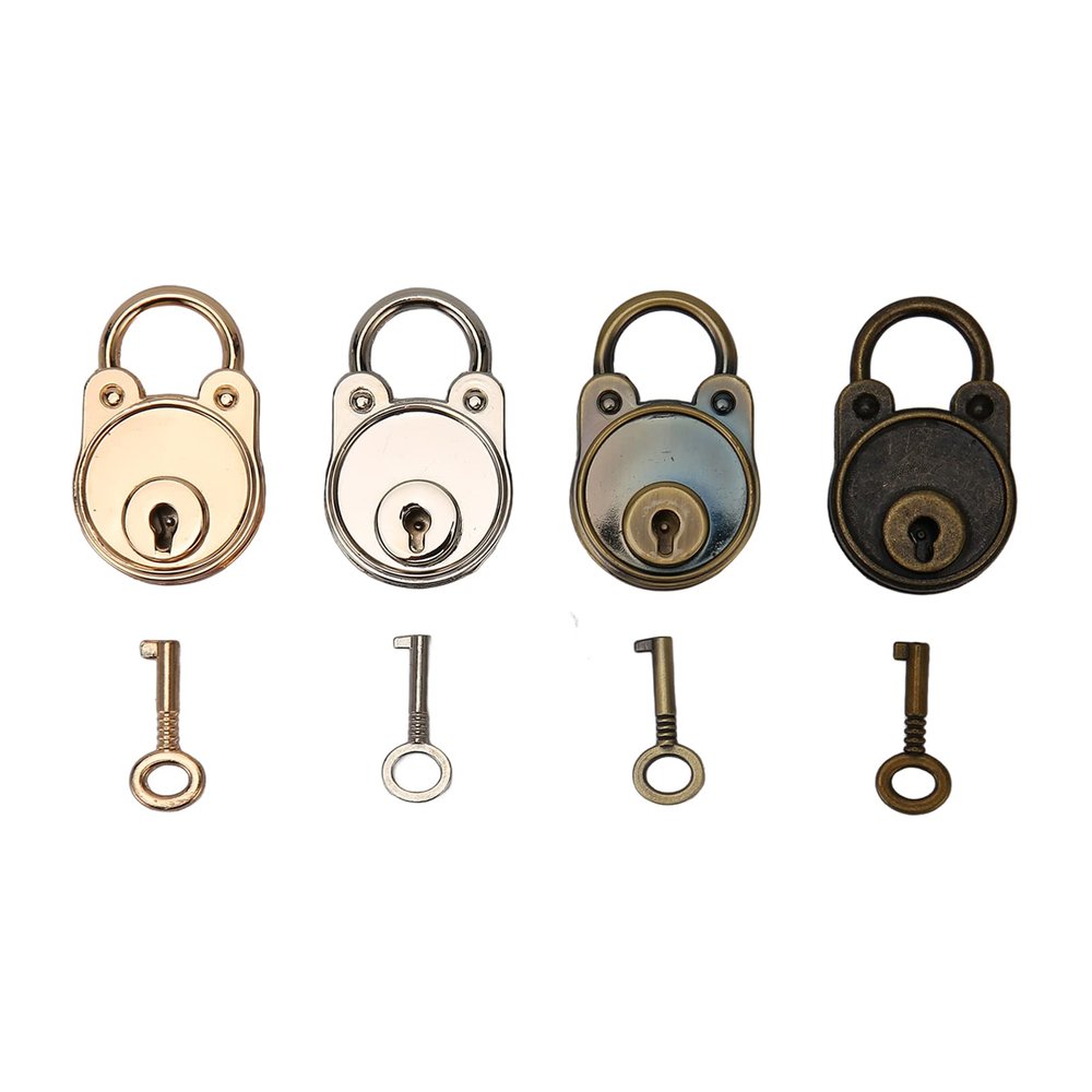 4Pcs Mini Bear Padlocks - Vintage Style Antique Zinc Alloy High Hardness Box Locks Ideal for Home, Office, and Travel