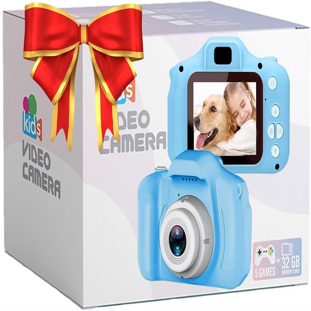 Bodium Kids Camera Toys for Boys and Girls Age 3-9, Christmas Birthday Gifts HD Selfie Digital Video Recorder Cameras for Toddler Children 3 4 5 6 7 8 9 Years Old with 32GB SD Card - Blue