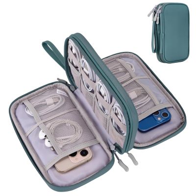 Bevegekos Electronics Travel Organizer Case, Carry On Essentials Pouch Bag for Tech Accessory, Cable, Chargers & Cords (Teal Blue, Medium)