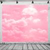 BELECO 10x8ft Fabric Pink Sky White Clouds Backdrop Clear Cloudy Sky Sunshine Background for Newborn Kids Girl Birthday Baby Shower Party Decorations Banner Photo Studio Shoot Props view 3