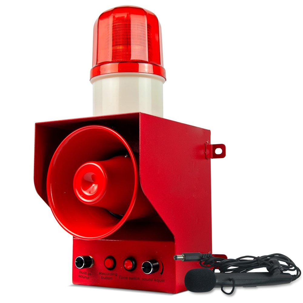 Y DIANS S Recordable Alarm Siren 30W 130dB Loud Horn Adjust Volume Tone Waterproof Security Button Siren with Microphone for School, Dock, Factory and House SLB-3100 AC220V