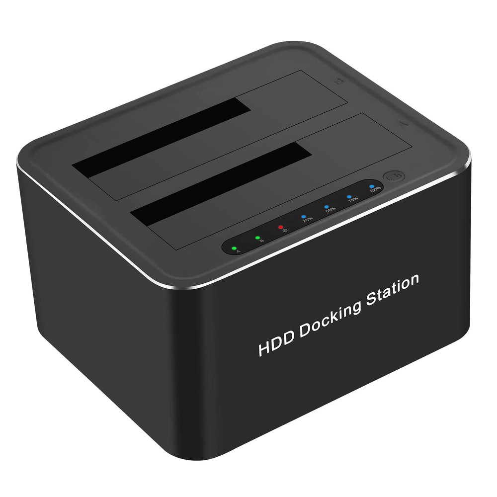 USB 3.0 to Dual Bay SATA Hard Drive Docking Station for 2.5/3.5 Inch HDD SSD Duplicator/Offline Clone