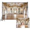 TTQYFNM 12x8ft Luxury Palace Backdrop White Golden Palace Hall Ballroom Chandelier Arch Windows Mirrors Photography Background for Wedding Ceremony Birthday Party Decor Portrait Photo Shoot Props view 1