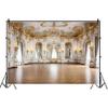 TTQYFNM 12x8ft Luxury Palace Backdrop White Golden Palace Hall Ballroom Chandelier Arch Windows Mirrors Photography Background for Wedding Ceremony Birthday Party Decor Portrait Photo Shoot Props view 4