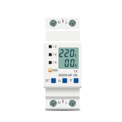 RWRAPS 63A 80A 110V 230V Din Rail Adjustable Over Under Voltage Protective Device Protector Current Limit Protection Voltmeter Kwh (Size : 80A Top Input)