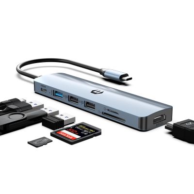 oditton USB C HUB, 7 in 1 USB Docking Station, Supports 4K HDMI, 100W Power Delivery, USB 3.0 Ports, Twin USB 2.0 Ports, SD/TF Card Reader, Compatible with iMac, Surface, XPS, Thinkpad, Galaxy