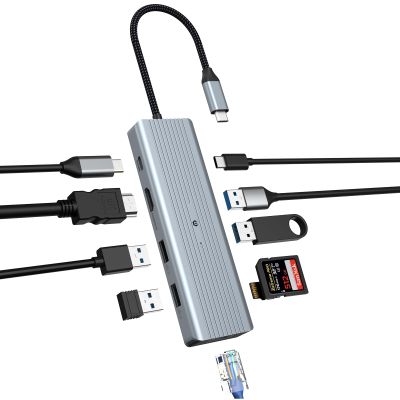 10 in 1 USB C Hub, TymypUSB C Adapter Docking Station, 4K HDMI, LAN RJ45, USB C 3.0, 100W PD, 2 USB A 3.0, 2 USB 2.0, SD/TF for Mac Pro/Air/Windows Surface Pro 7