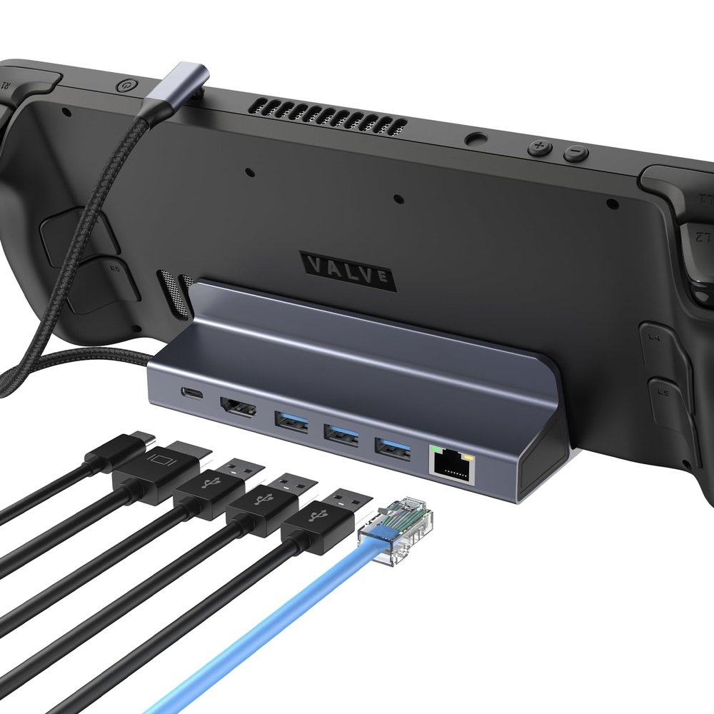 USB C Hub, 6-Port USB Splitter with USB A 3.0 * 3, 4K HDMI, RJ45 Ethernet and 100W PD Charging Port Steam Deck Docking Station Compatible with iMac, XPS, etc
