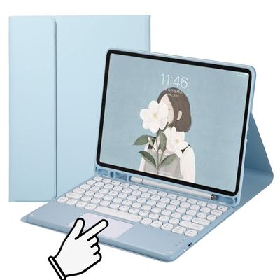 Keyboard Case for Galaxy Tab A9 8.7 inch 2023 SM-X210/X215/X216, Touchpad Magnetic Detachable Bluetooth Keyboard with S Pen Holder Slim Folio Case with Kickstand Round Key(Blue)
