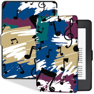BOZHUORUI Slim Case for Kindle Paperwhite 5th/6th/7th Generation Prior to 2018 (2012-2017 Release,Model EY21 & DP75SDI) - Premium PU Leather Protective Cover with Auto Sleep/Wake (Musical Note)