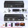 HDMI Displayport KVM Switch 2 Monitors 2 Computers, 4K@60Hz USB 2.0 DP 1.4 KVM Switch w/Audio Micro, Dual Monitor Supports Extended/Mirror Mode, 2-Port for 2 PC Share 1 Set of Keyboard Mouse Printer view 3