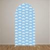 Aerdce White Mustache Round Top Arch Stretchy Fabric Covers Boss and Baby Boy Theme Arch Cover for Birthday Party Baby Shower Decoration Banner(Only Cover) view 2