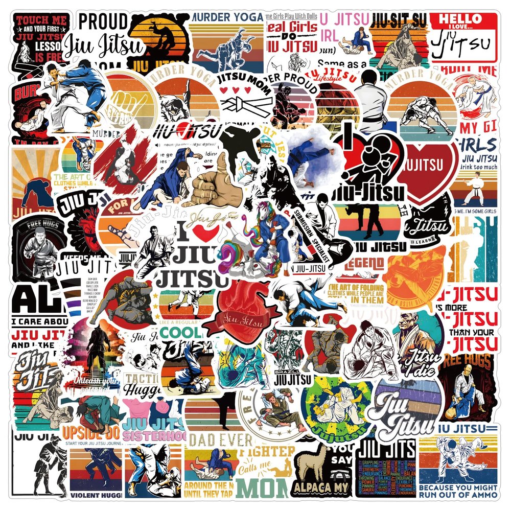 122Pcs jiu Jitsu Stickers Pack, Sport Aesthetic Vinyl Waterproof Sticker Water Bottle,Laptop,Phone,Skateboard,Scrapbooking,Bumper Decor for Fans for Party Supply Decor