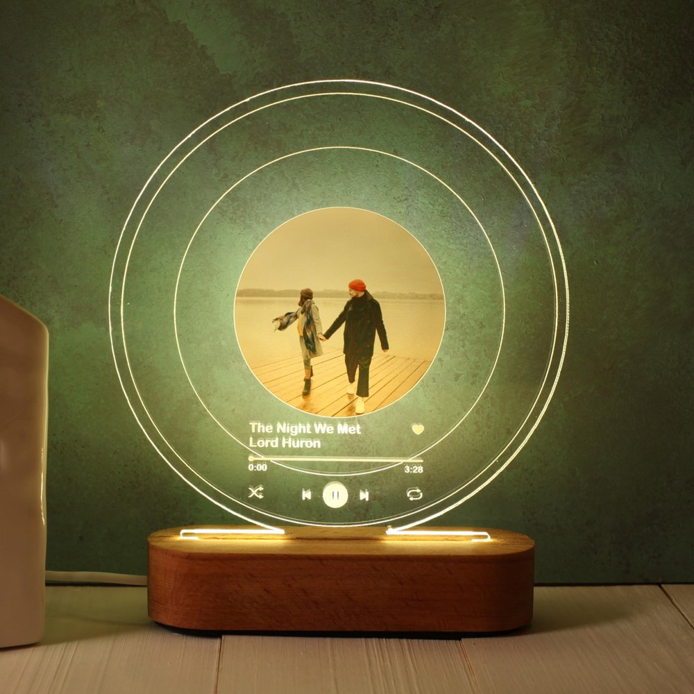 MNBON Personalized LED Night Light Song & Photo - Special Valentine's Day Gift - Custom Anniversary Present - Romantic Couple's Thoughtful Gift for Him and Her - Engagement Celebration