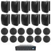 Rockville WET-6B Bundle: (10) 6.5" IP55 Black 70V Wall Speakers, (12) CCL6T Black 6" Ceiling Speakers, Rock Matrix 4 Zone 70V Commercial Amplifier w/Matrix Source Routing, for Restaurants, 23-Items view 1