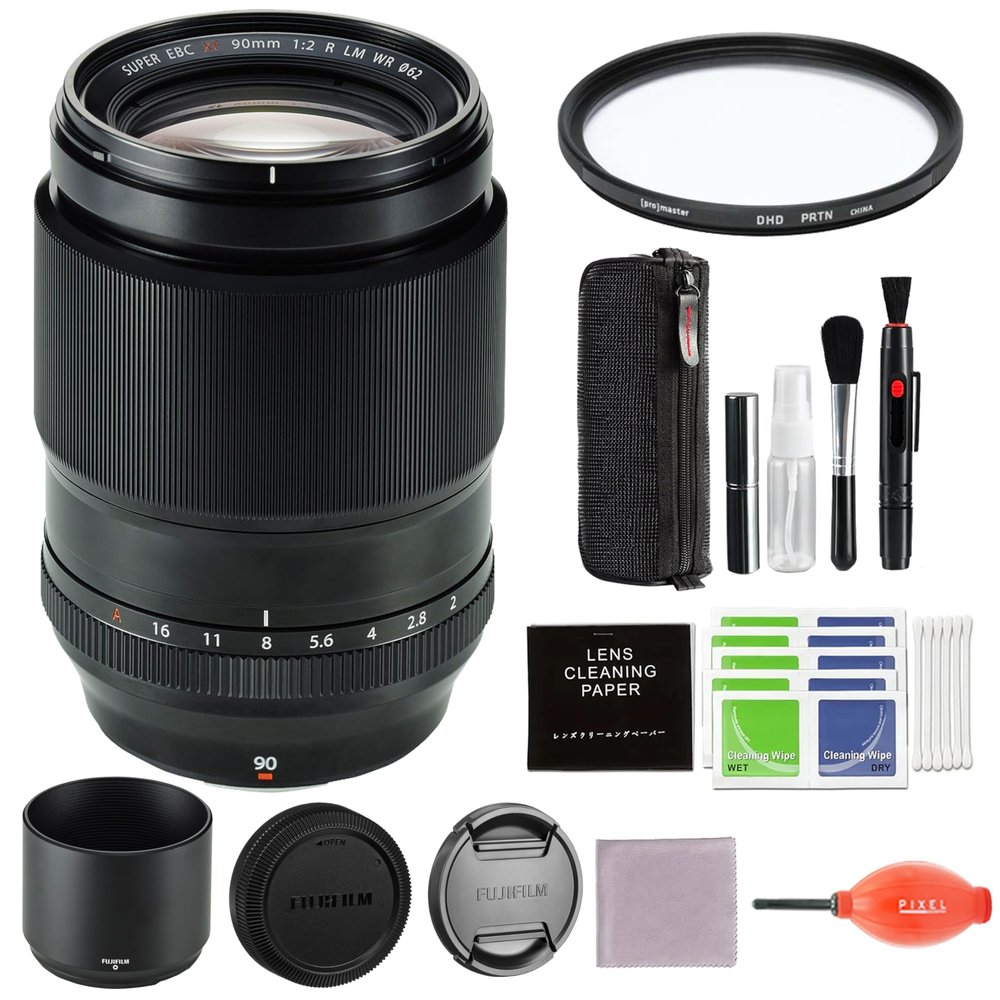 Fujifilm XF 90mm F2 R LM WR Lens Bundle with Pixel Advanced Accessories Pixel Blower, Pixel Cleaning Kit & More | Fujifilm F2 R LM WR Lens
