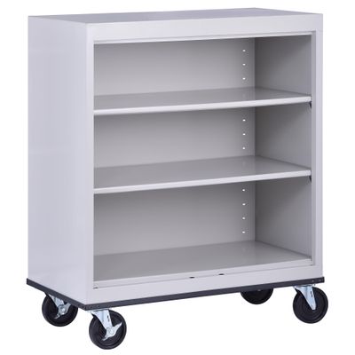 Sandusky BM20361836-05 Mobile Bookcase with Locking Wheels, 3-Tier Open Display Bookshelf for Home, Office, 18"D x 36"W x 42"H, Dove Gray