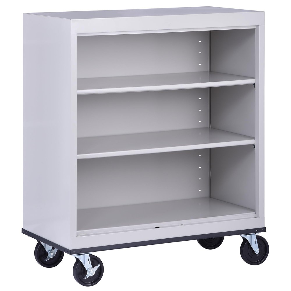 Sandusky BM20361836-05 Mobile Bookcase with Locking Wheels, 3-Tier Open Display Bookshelf for Home, Office, 18"D x 36"W x 42"H, Dove Gray