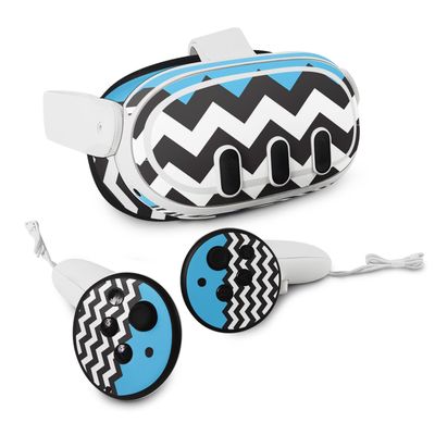 MightySkins Skin Compatible with Meta Quest 3 - Baby Blue Chevron | Protective, Durable, and Unique Vinyl Decal wrap Cover | Easy to Apply