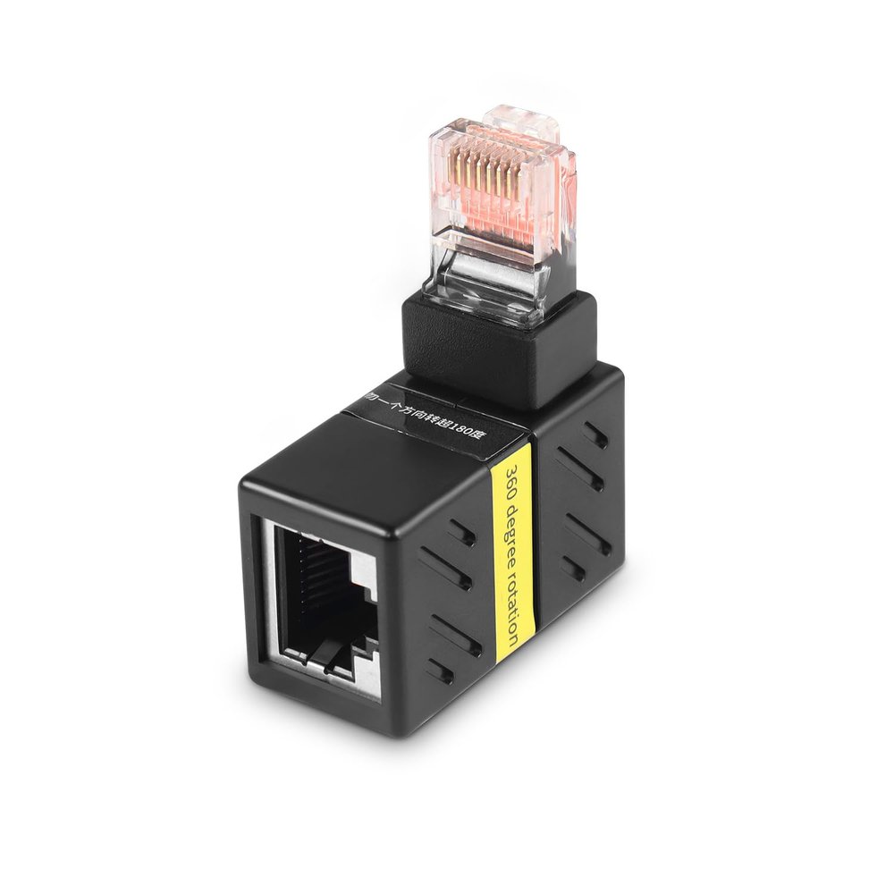 HATMINI Gigabit 360 Degree Ethernet Adapter90 Degree Angle Network LAN Cat5 Cat6 Extension Adapter1000Mbps RJ45 8P8C Male to Female Connector for Computers, Laptops, Routers