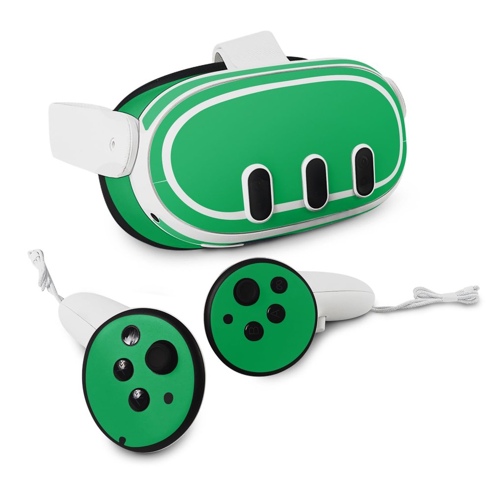 MightySkins Skin Compatible with Meta Quest 3 - Solid Green | Protective, Durable, and Unique Vinyl Decal wrap Cover | Easy to Apply, Remove, and Change Styles