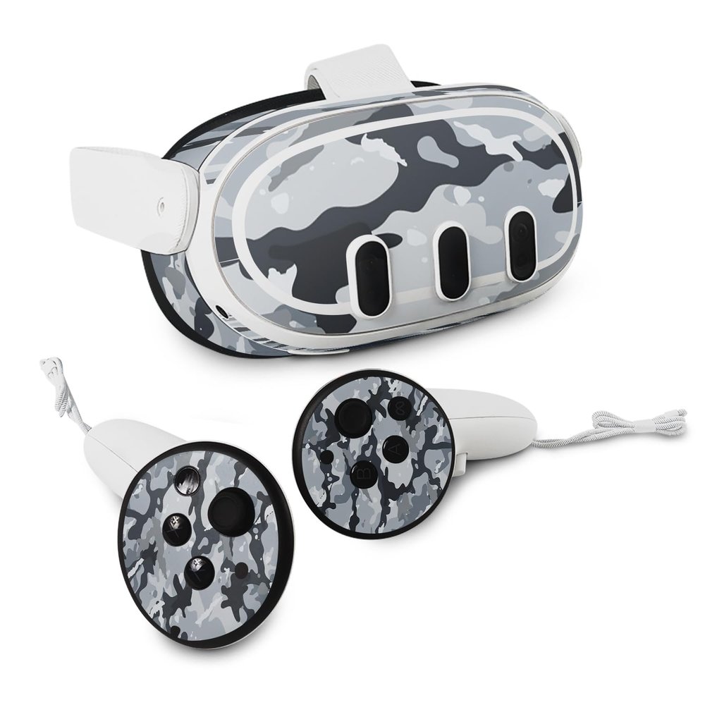 MightySkins Skin Compatible with Meta Quest 3 - Gray Camouflage | Protective, Durable, and Unique Vinyl Decal wrap Cover | Easy to Apply, Remove, and Change Styles