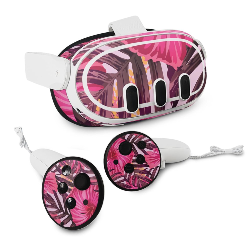MightySkins Skin Compatible with Meta Quest 3 - Tropical Pink | Protective, Durable, and Unique Vinyl Decal wrap Cover | Easy to Apply, Remove, and Change Styles