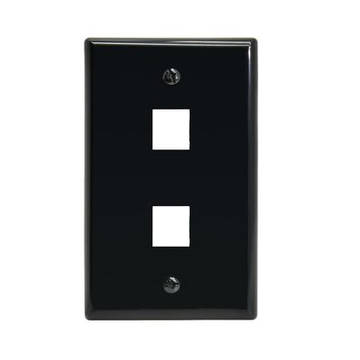 2Port Keystone Wallplate Black Smooth Face