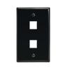 2Port Keystone Wallplate Black Smooth Face view 1