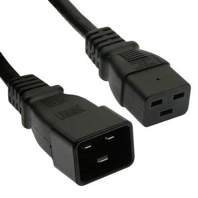 6Ft Power Cord C19 to C20 Black/SJT 14/3