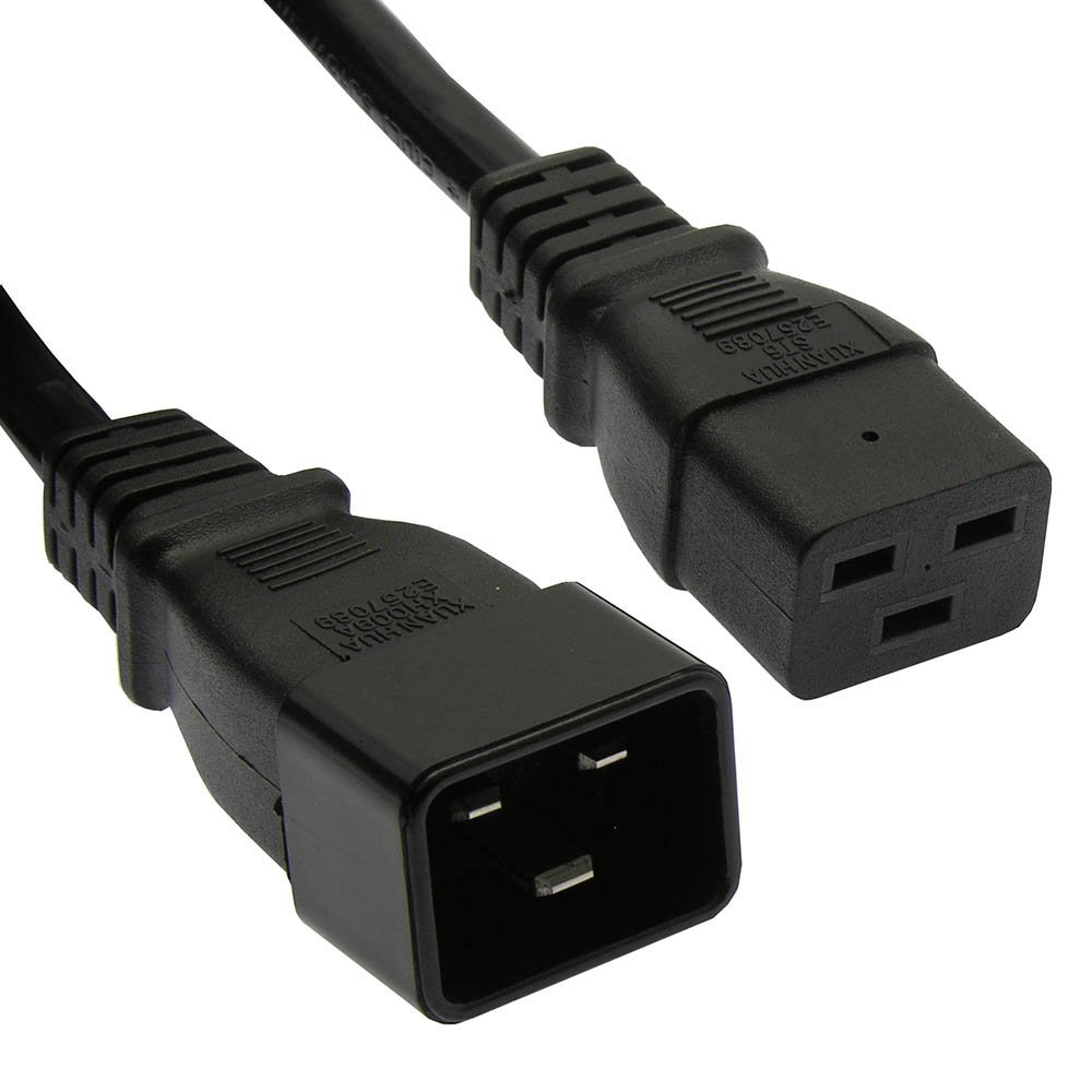 6Ft Power Cord C19 to C20 Black/SJT 14/3