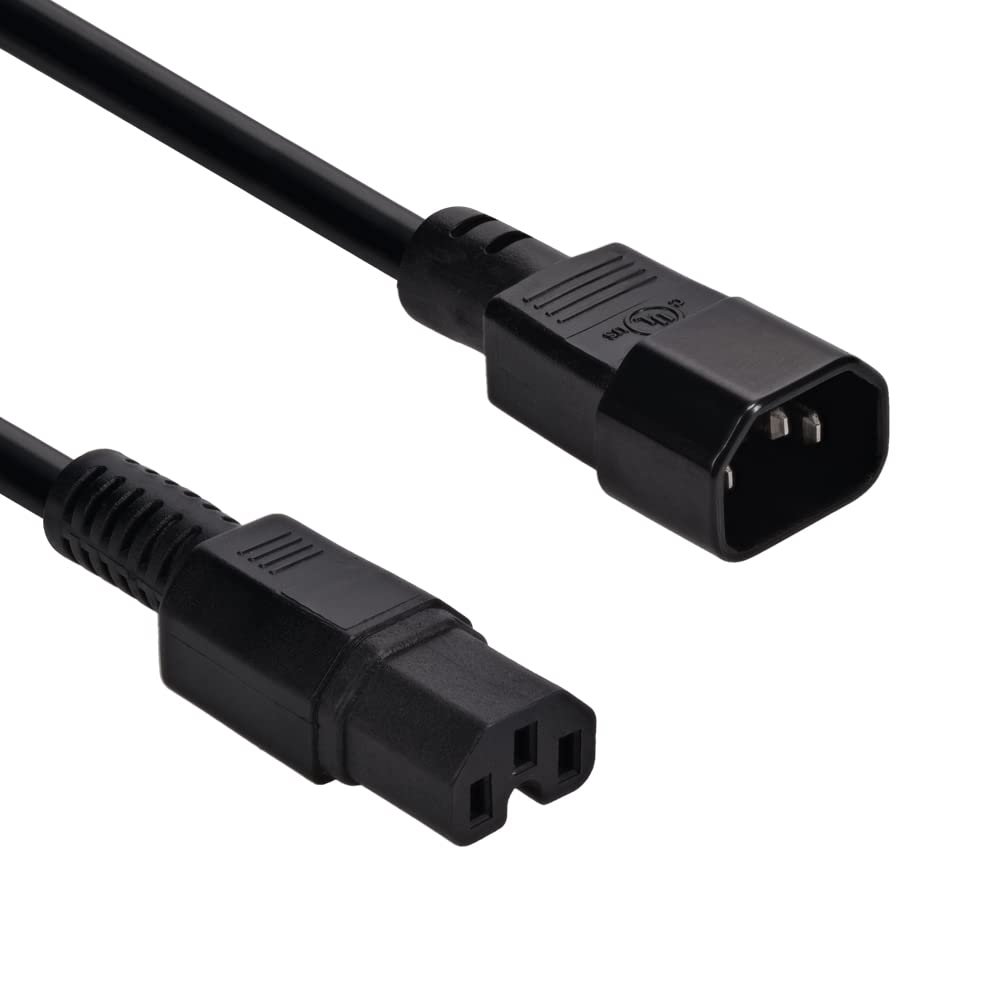 3Ft Power Cord C14 to C15 Black/SJT 14/3
