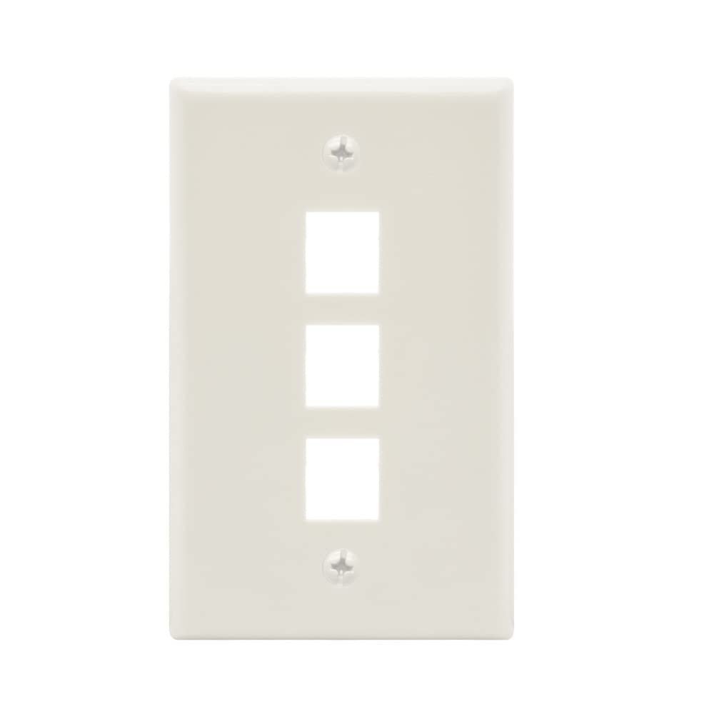 3Port Keystone Wallplate White Smooth Face